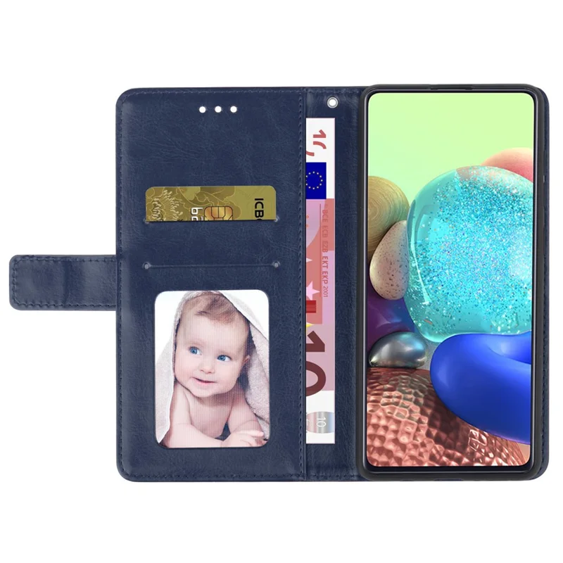 For iPhone 17e / 16e Case with Wrist Strap Y Shaped Lines Imprint Leather Phone Cover - Blue