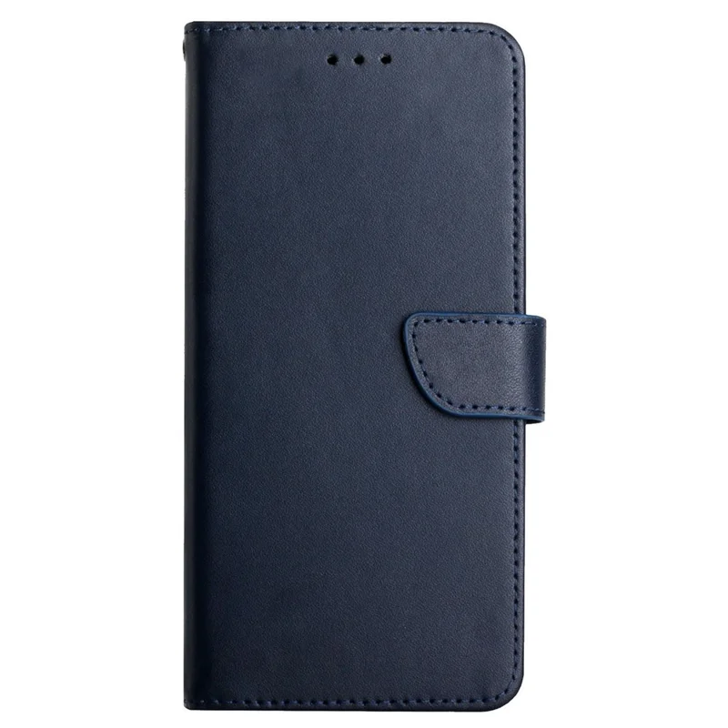 HT02 For iPhone 17e / 16e Cell Phone Cases Nappa Texture Genuine Cow Leather Stand Cover - Blue