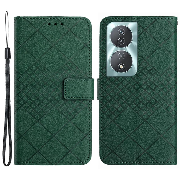 HT06 For Honor 90 Smart / X7b 4G Drop-proof Phone Case Shockproof PU Leather Wallet Cover - Green