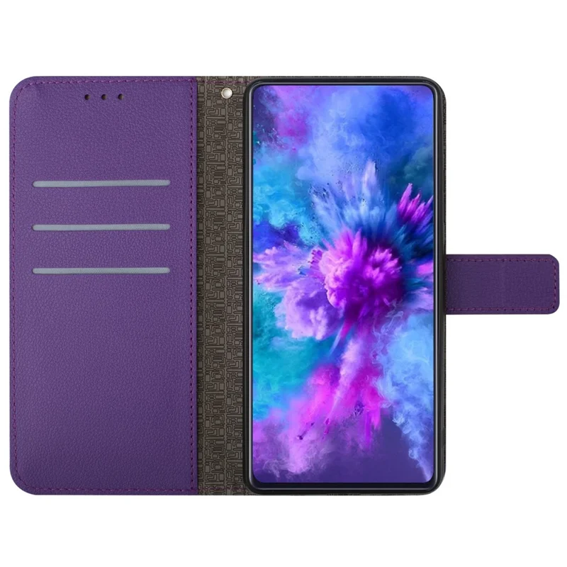 HT06 For Honor 90 Smart / X7b 4G Drop-proof Phone Case Shockproof PU Leather Wallet Cover - Dark Purple