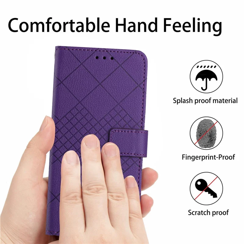HT06 For Honor 90 Smart / X7b 4G Drop-proof Phone Case Shockproof PU Leather Wallet Cover - Dark Purple