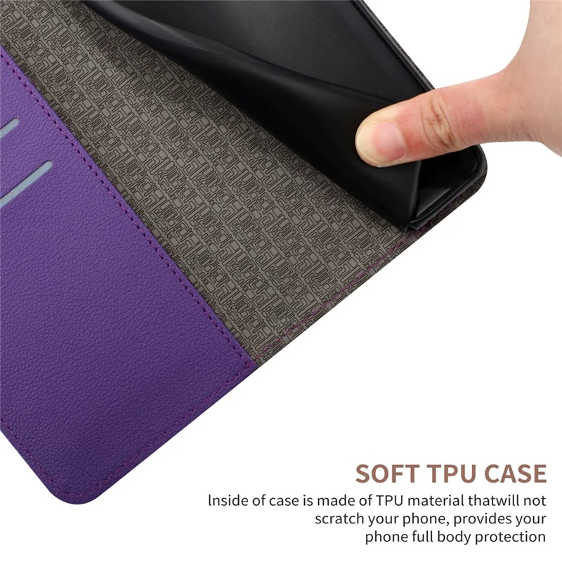 HT06 For Honor 90 Smart / X7b 4G Drop-proof Phone Case Shockproof PU Leather Wallet Cover - Dark Purple