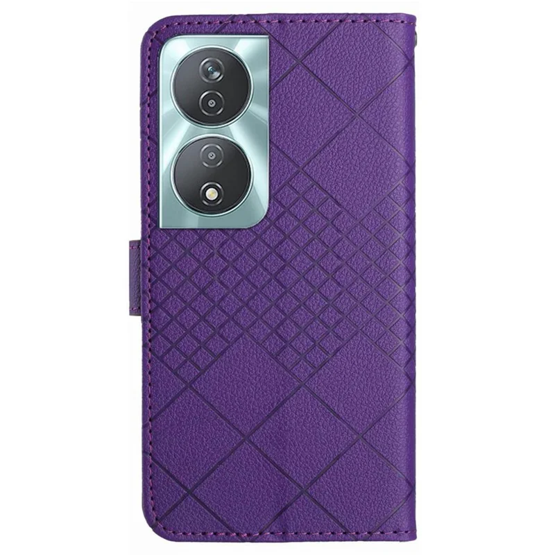 HT06 For Honor 90 Smart / X7b 4G Drop-proof Phone Case Shockproof PU Leather Wallet Cover - Dark Purple