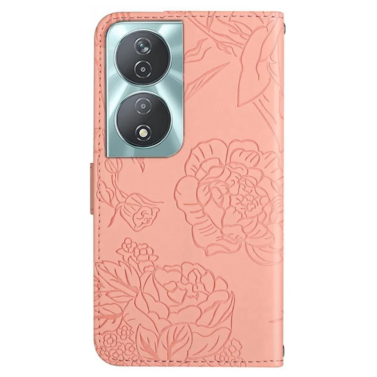 HT03 For Honor 90 Smart / X7b 4G Portafoglio Telefono Stand Cover Custodia in Pelle PU con Cinturino da Polso - Rosa