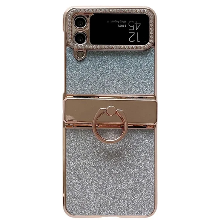 Pour Samsung Galaxy Z Flip3 5G / Z Flip4 5G Étui de support Étui Glitter Design Décoration de strass Étui PC dur - Bleu