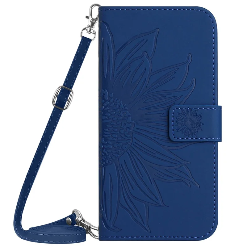 HT04 Pour Honor 90 Smart / X7b Étui 4G Tournesol Cuir Housse de Téléphone avec Bandoulière - Saphir