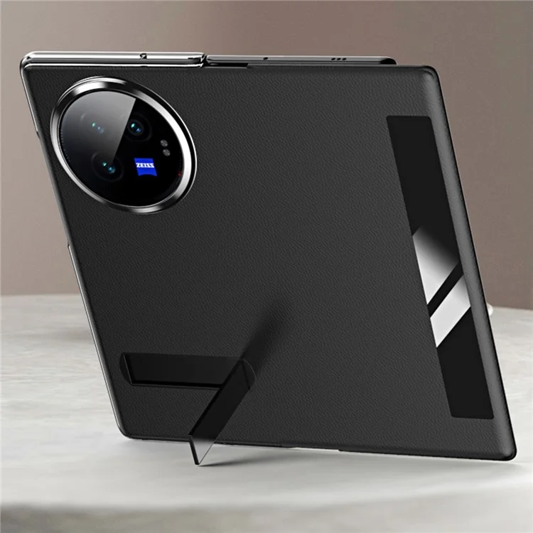 For vivo X Fold3 Magnetic Phone Case View Window PU Leather+PC Cover with Hidden Kickstand - White