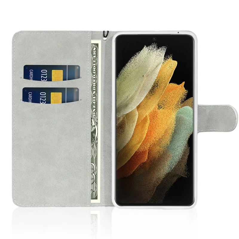 For Samsung Galaxy S24 Ultra Case Glitter Splicing Leather Wallet Stand Phone Cover - Silver