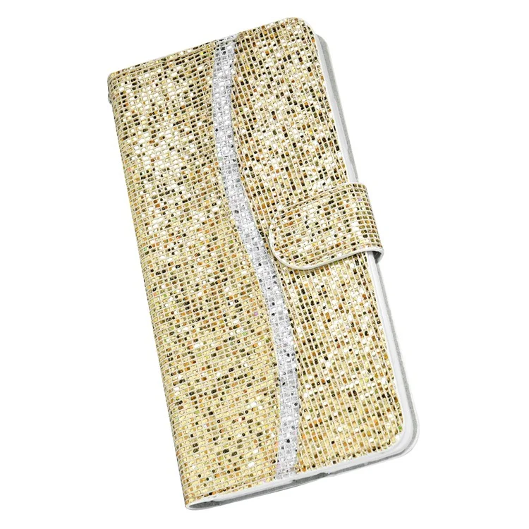 Funda para Samsung Galaxy A55 5G Carcasa Glitter Cartera de Cuero con Correa - Oro