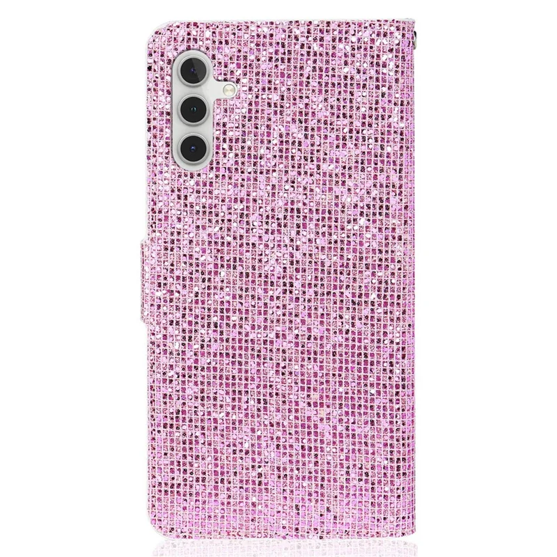 For Samsung Galaxy S25 / S24 Case Wallet PU Leather Glitter Splicing Protective Phone Cover - Pink