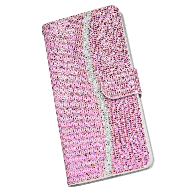 For Samsung Galaxy S25 / S24 Case Wallet PU Leather Glitter Splicing Protective Phone Cover - Pink