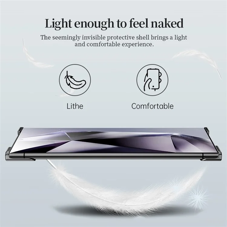 Für Samsung Galaxy S24 Ultra Bumper Case Aluminium-Legierung Telefonbodenabdeckung mit gehärteter Glaslinsenfolie - Schwarz