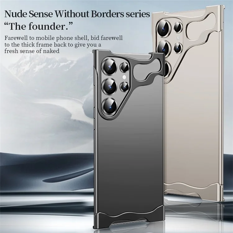 Für Samsung Galaxy S24 Ultra Bumper Case Aluminium-Legierung Telefonbodenabdeckung mit gehärteter Glaslinsenfolie - Schwarz