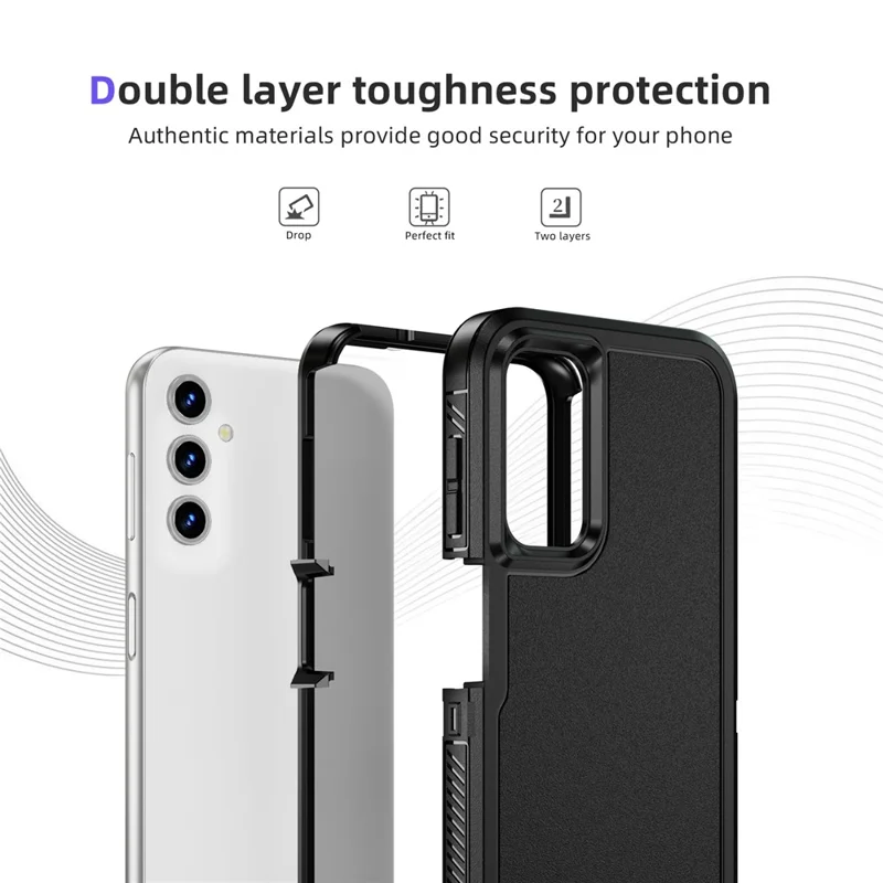 Für Samsung Galaxy A54 5G Hülle Matte Oberfläche Anti-Drop TPU+PC Backcover - Schwarz+Schwarz