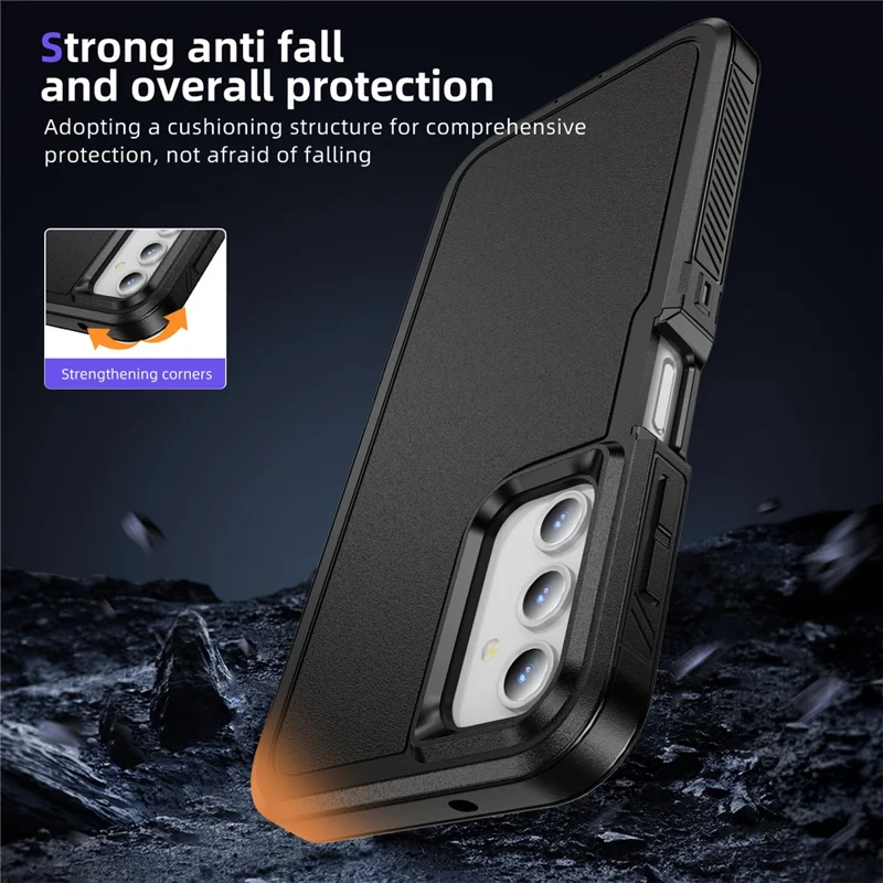 Für Samsung Galaxy A54 5G Hülle Matte Oberfläche Anti-Drop TPU+PC Backcover - Schwarz+Schwarz