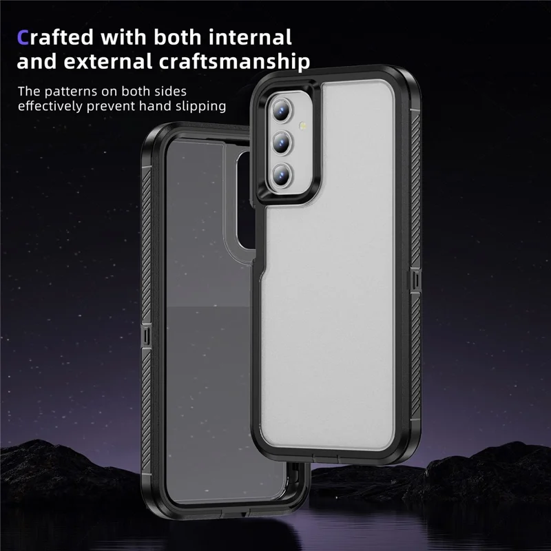 For Samsung Galaxy A54 5G Case Matte Surface Anti-drop TPU+PC Back Phone Shell - Black+Transparent