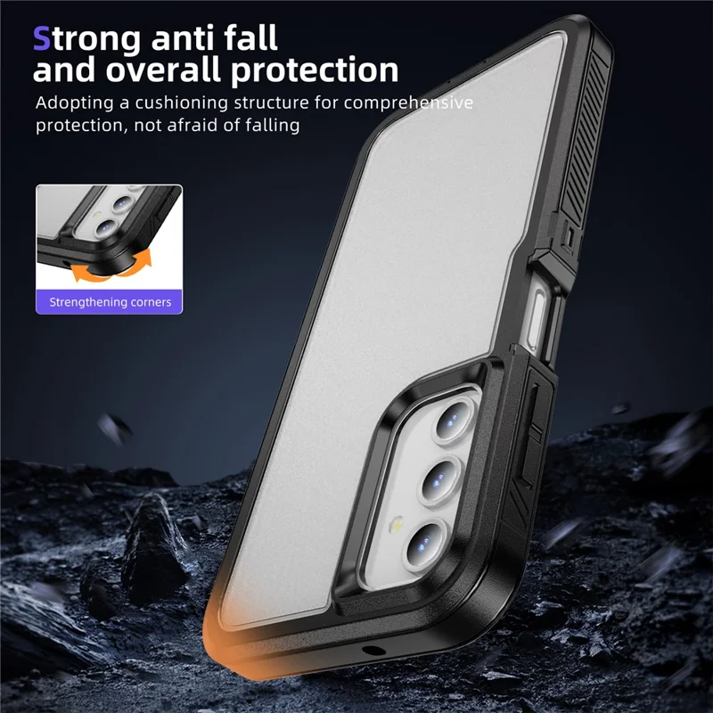 For Samsung Galaxy A54 5G Case Matte Surface Anti-drop TPU+PC Back Phone Shell - Black+Transparent