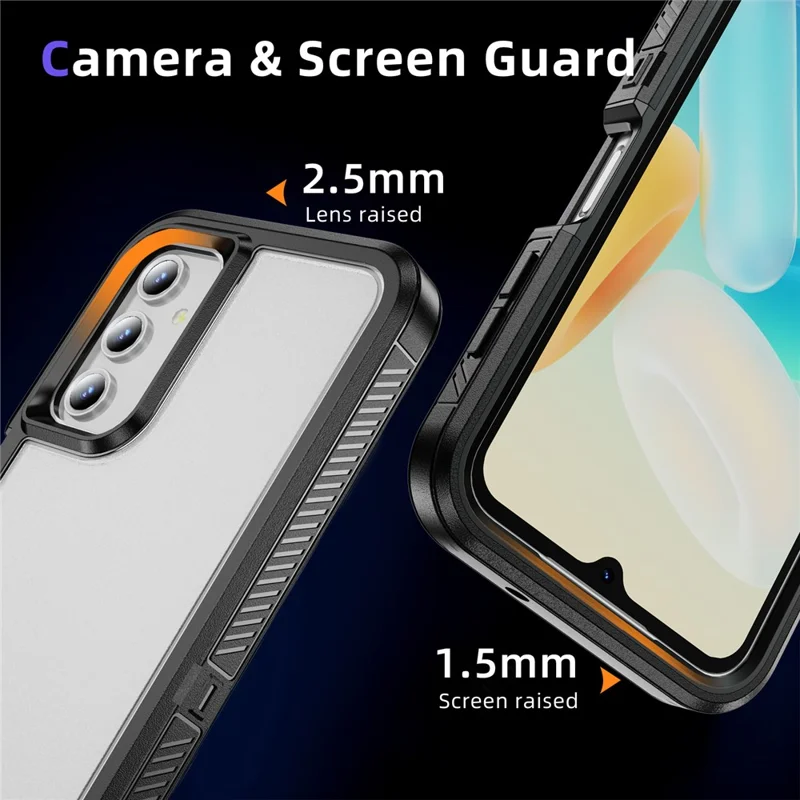 For Samsung Galaxy A54 5G Case Matte Surface Anti-drop TPU+PC Back Phone Shell - Black+Transparent