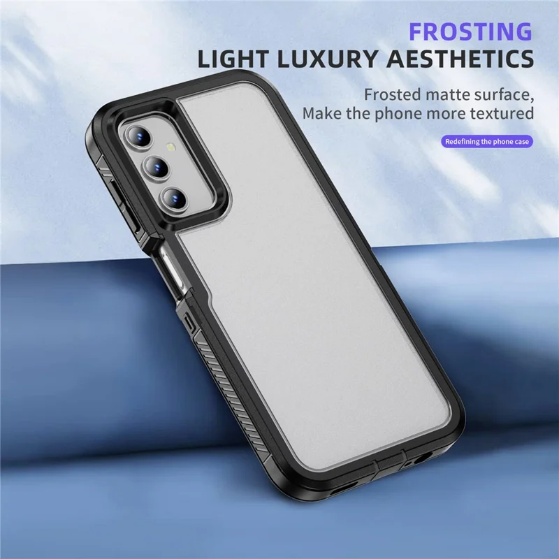 For Samsung Galaxy A54 5G Case Matte Surface Anti-drop TPU+PC Back Phone Shell - Black+Transparent