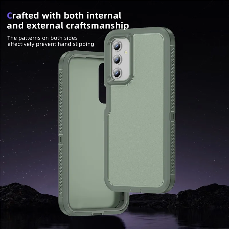 For Samsung Galaxy A54 5G Case Matte Surface Anti-drop TPU+PC Back Phone Shell - Grey Green+Green