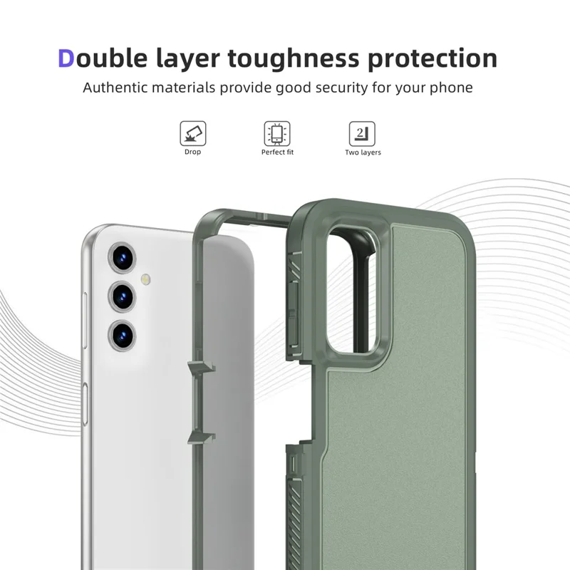 For Samsung Galaxy A54 5G Case Matte Surface Anti-drop TPU+PC Back Phone Shell - Grey Green+Green