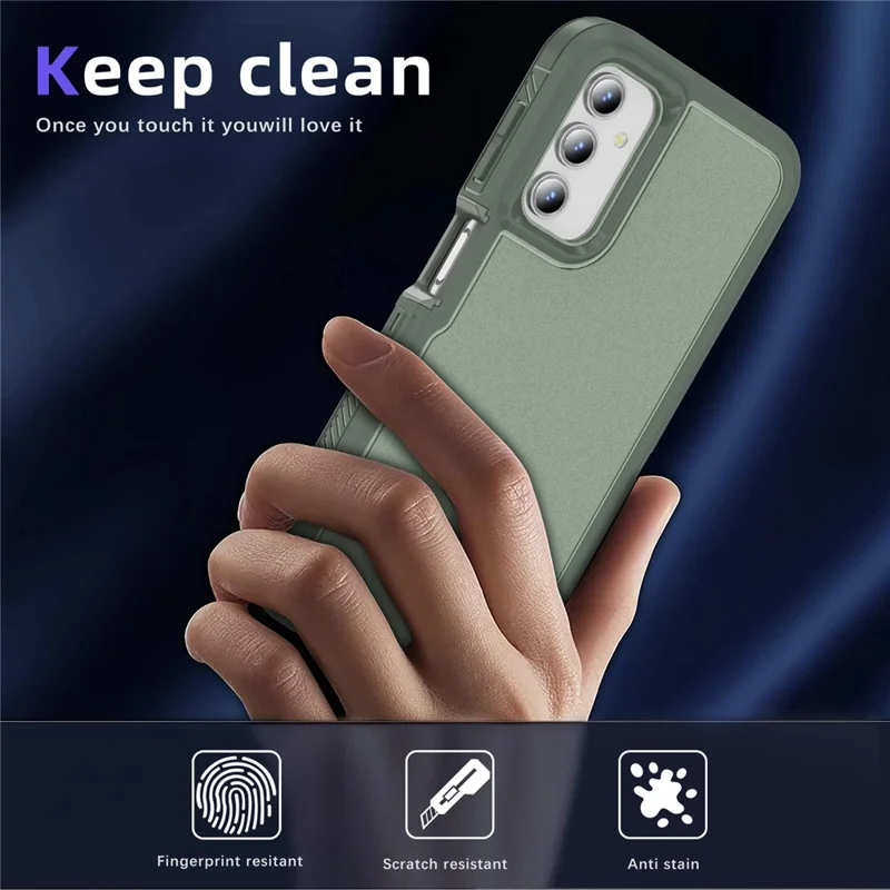 For Samsung Galaxy A54 5G Case Matte Surface Anti-drop TPU+PC Back Phone Shell - Grey Green+Green