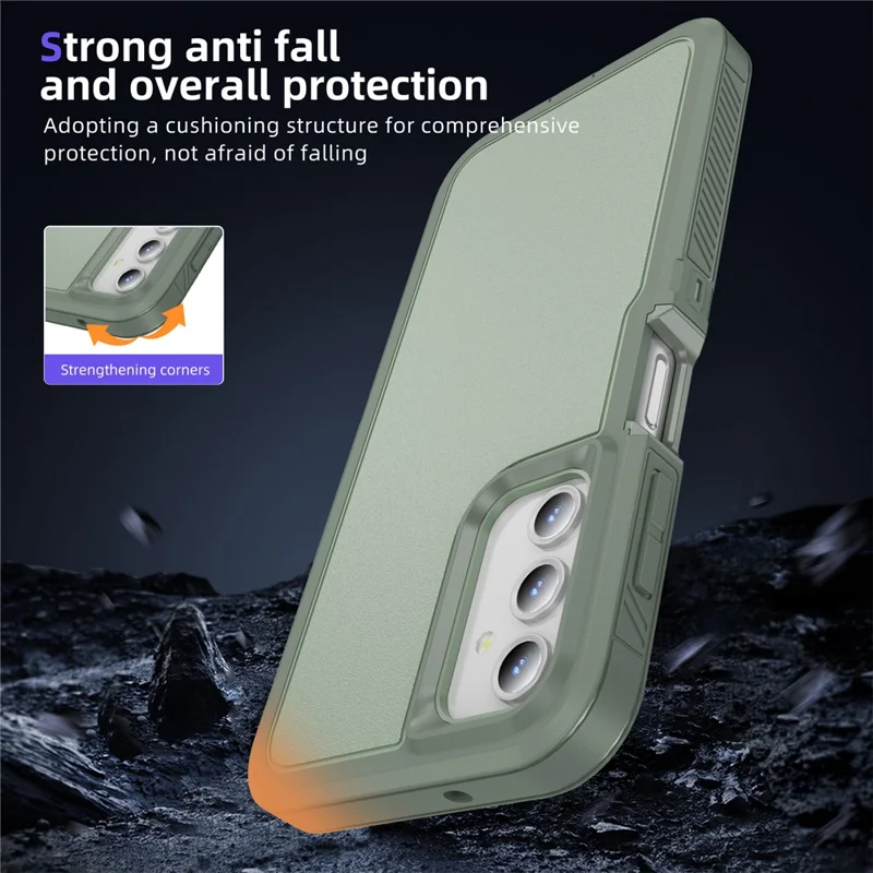 For Samsung Galaxy A54 5G Case Matte Surface Anti-drop TPU+PC Back Phone Shell - Grey Green+Green