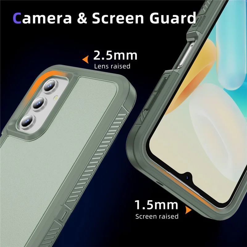 For Samsung Galaxy A54 5G Case Matte Surface Anti-drop TPU+PC Back Phone Shell - Grey Green+Green