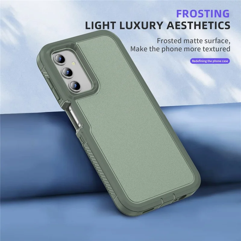 For Samsung Galaxy A54 5G Case Matte Surface Anti-drop TPU+PC Back Phone Shell - Grey Green+Green