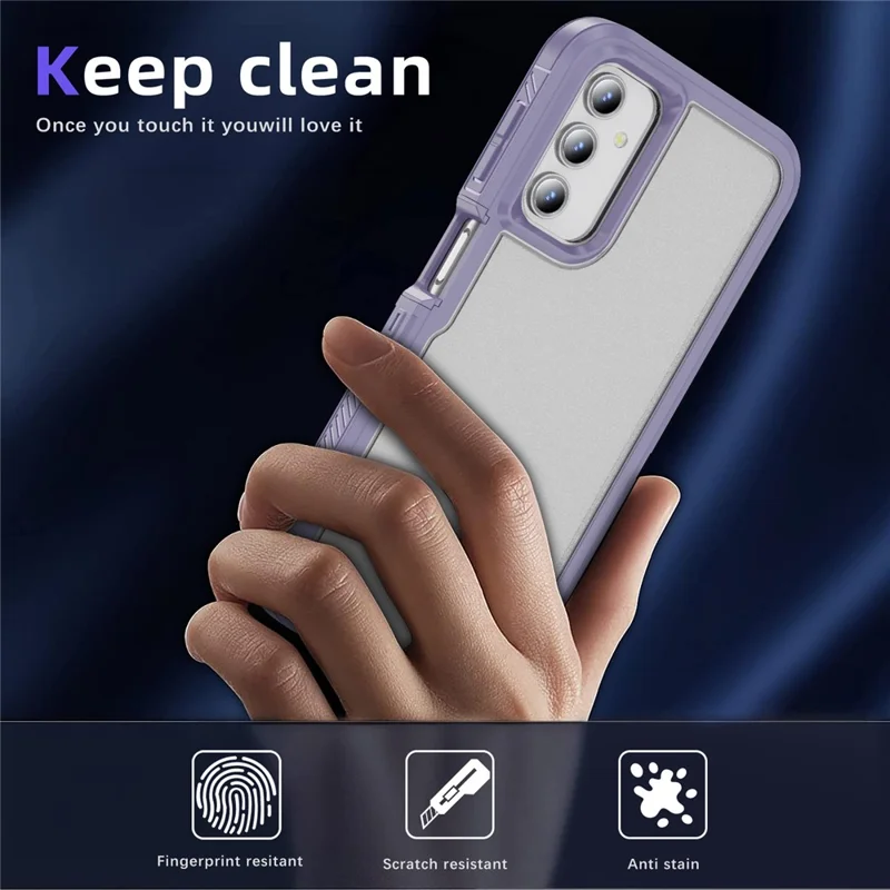 For Samsung Galaxy A54 5G Case Matte Surface Anti-drop TPU+PC Back Phone Shell - Light Purple+Transparent