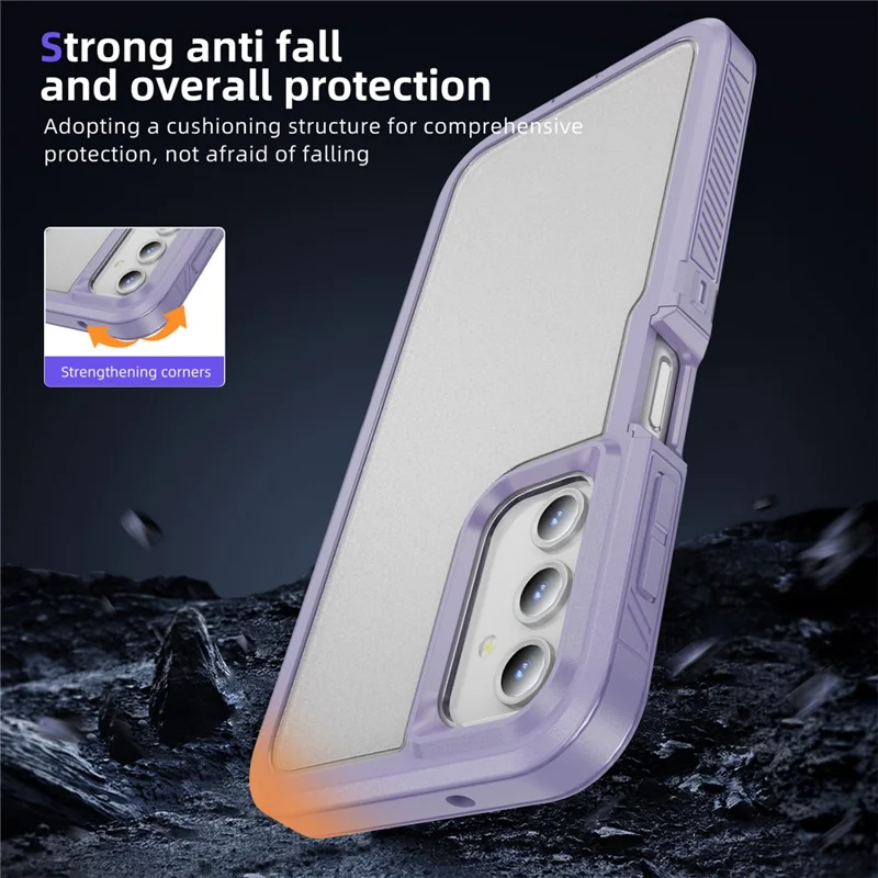 For Samsung Galaxy A54 5G Case Matte Surface Anti-drop TPU+PC Back Phone Shell - Light Purple+Transparent