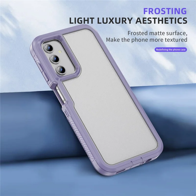 For Samsung Galaxy A54 5G Case Matte Surface Anti-drop TPU+PC Back Phone Shell - Light Purple+Transparent