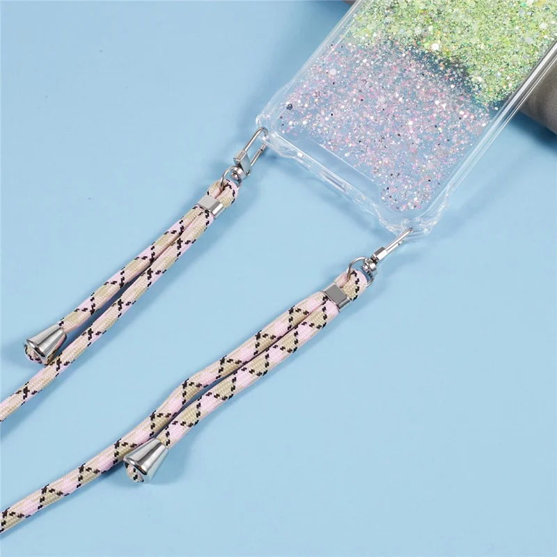 For Samsung Galaxy A34 5G Cover Gradient TPU+Acrylic Cell Phone Case with Strap - Yellow+Pink