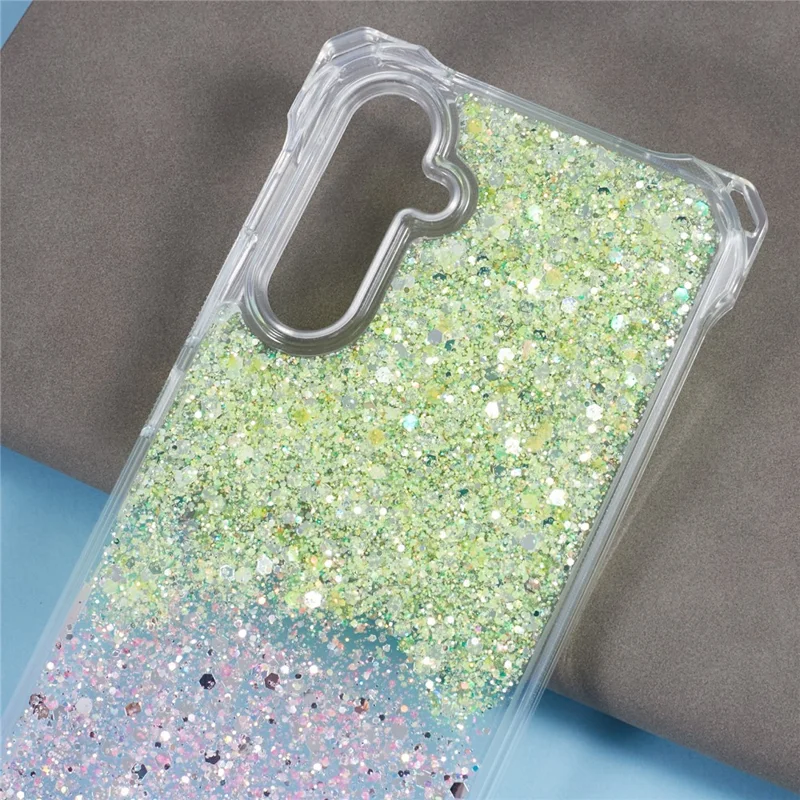 For Samsung Galaxy A53 5G Gradient Case 4 Corners Anti-drop Phone Cover with Long Strap - Yellow+Pink