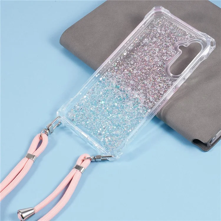 For Samsung Galaxy S24 Wholesale Phone Cases Bump Proof TPU+Acrylic Dual Color Cover with Strap - Pink+Green