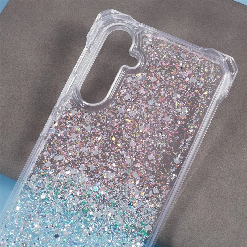 For Samsung Galaxy S24+ Cover Gradient Shockproof TPU+Acrylic Cell Phone Case with Carrying Strap - Pink+Green