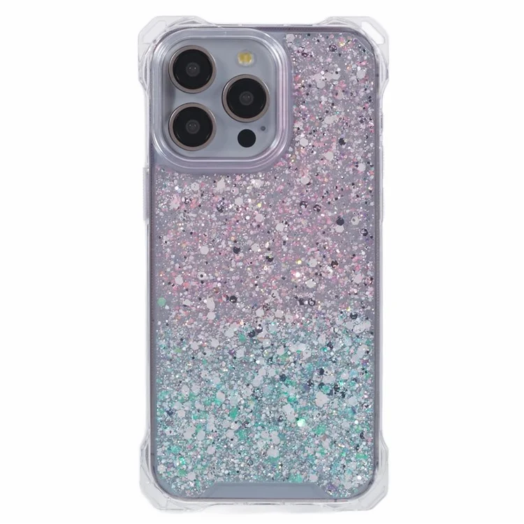 Funda para iPhone 13 Pro Carcasa de TPU+Acrílico Funda Protectora Diseño Degradado de Dos Colores - Rosa+Verde