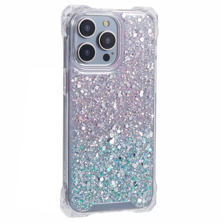 Funda para iPhone 13 Pro Carcasa de TPU+Acrílico Funda Protectora Diseño Degradado de Dos Colores - Rosa+Verde
