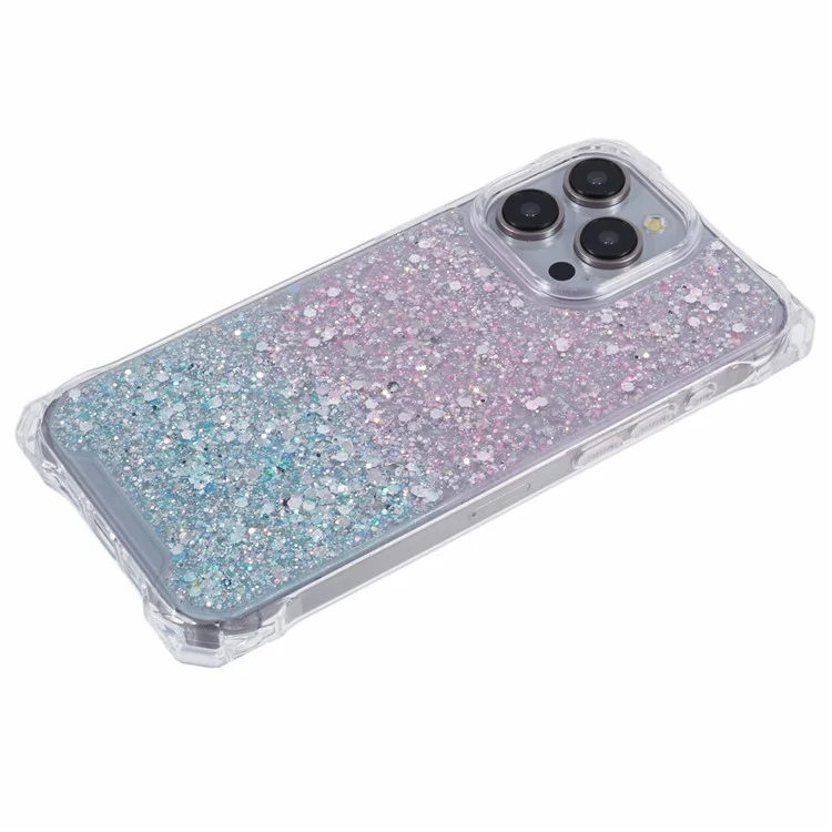 Funda para iPhone 13 Pro Carcasa de TPU+Acrílico Funda Protectora Diseño Degradado de Dos Colores - Rosa+Verde