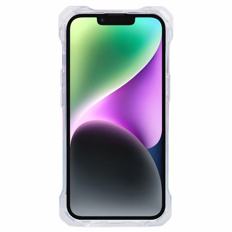 Para iPhone 14 Plus Cover TPU+Acrylic Dual-Color Gradient Phone Case con correa - Rosa+Verde