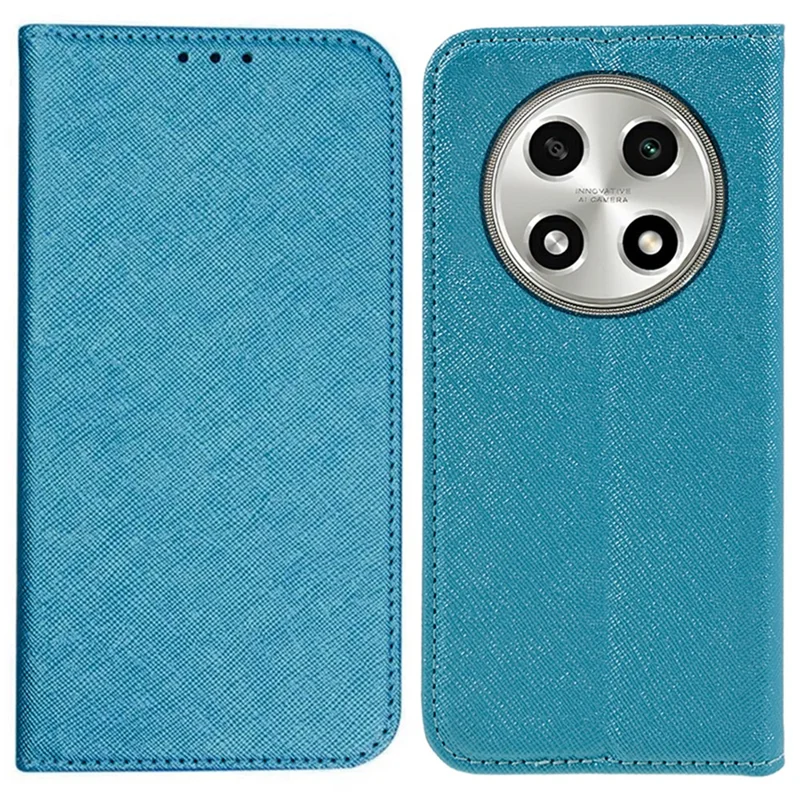 For Oppo A2 Pro 5G Case Cross Texture Magnetic Closing Wallet Leather Cover - Sky Blue