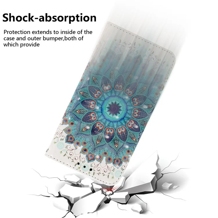 For Google Pixel 8a Wallet Case PU Leather Pattern Printing Flip Phone Cover - Peacock Wreath