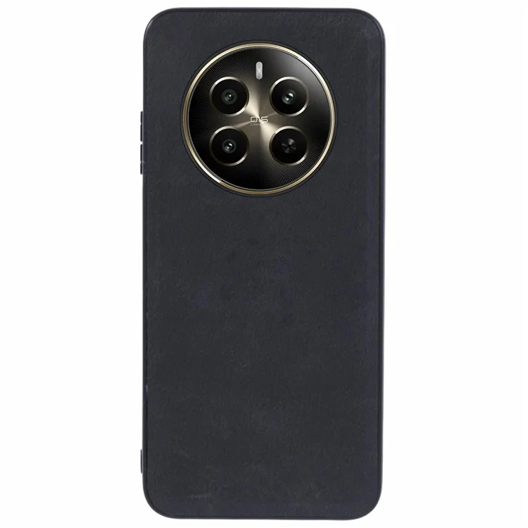 Para Realme 12 5G Funda protectora contra caídas Retro de piel sintética + PC + TPU Funda de teléfono - Negro