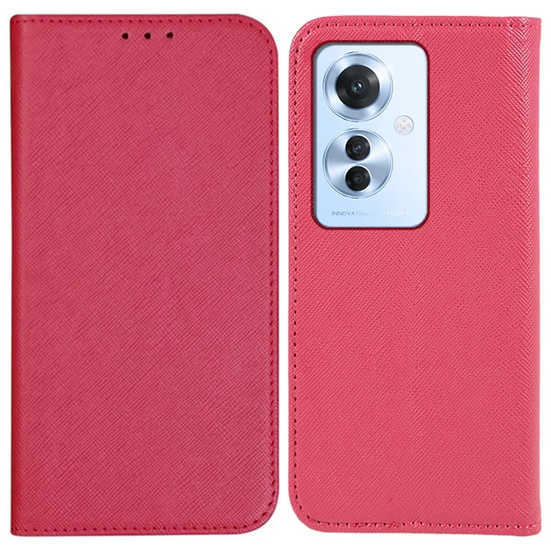 ForOppo Reno11 F 5G Telefonständer-Cover Magnetische stoßfeste Leder-Geldbörse Handyhülle - Pink