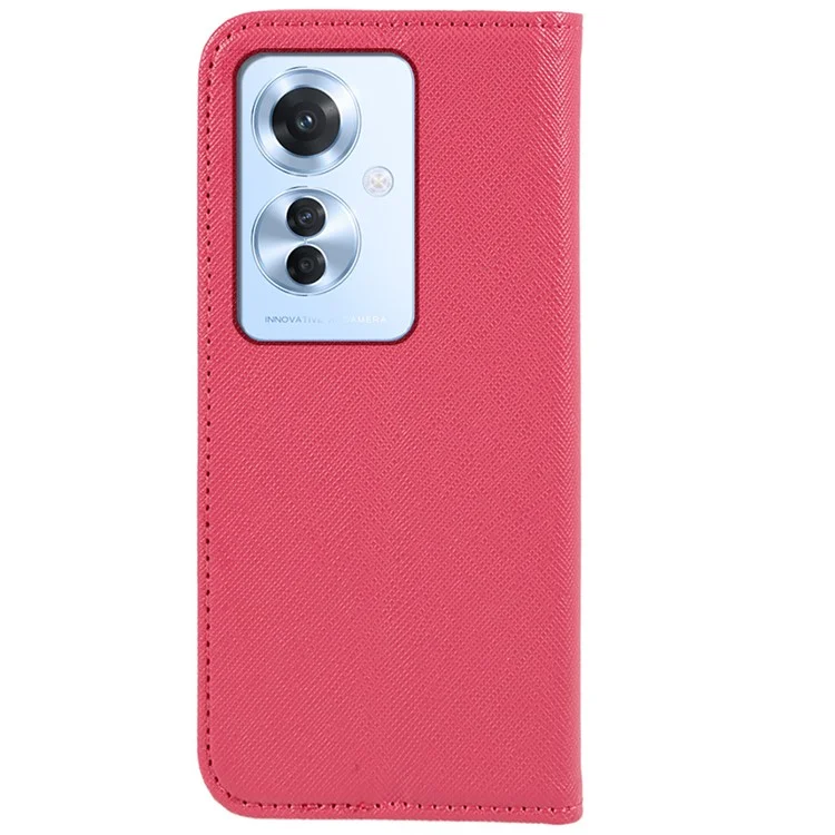 ForOppo Reno11 F 5G Telefonständer-Cover Magnetische stoßfeste Leder-Geldbörse Handyhülle - Pink