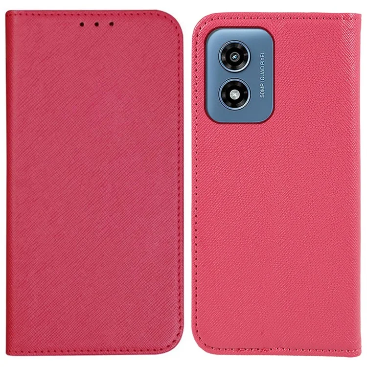 For Motorola Moto G Play (2024) 4G Wallet Shockproof Cell Phone Case Magnetic Auto Closing Leather Cover - Pink