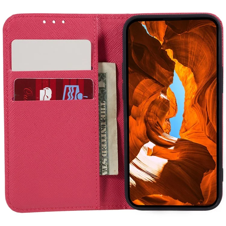 For Motorola Moto G Play (2024) 4G Wallet Shockproof Cell Phone Case Magnetic Auto Closing Leather Cover - Pink