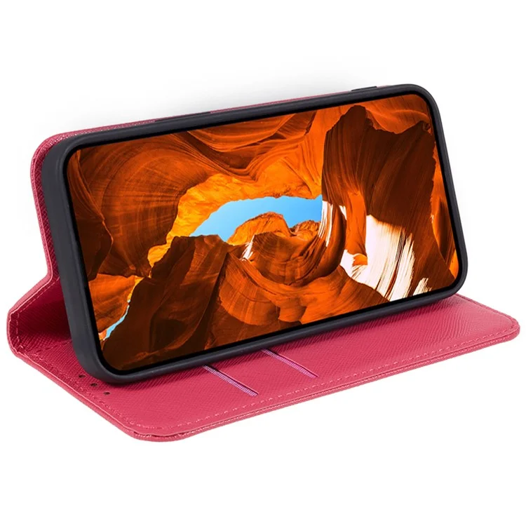 For Motorola Moto G Play (2024) 4G Wallet Shockproof Cell Phone Case Magnetic Auto Closing Leather Cover - Pink