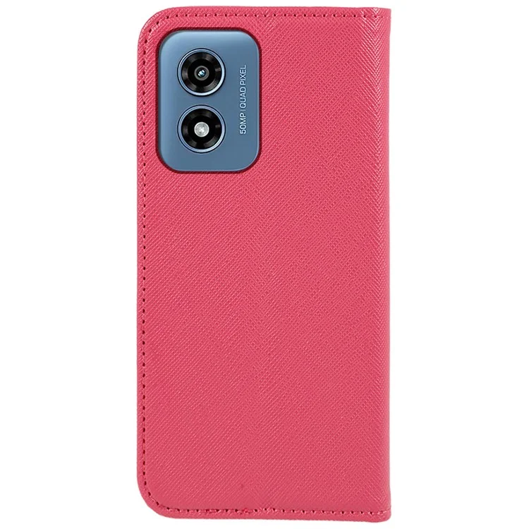 For Motorola Moto G Play (2024) 4G Wallet Shockproof Cell Phone Case Magnetic Auto Closing Leather Cover - Pink