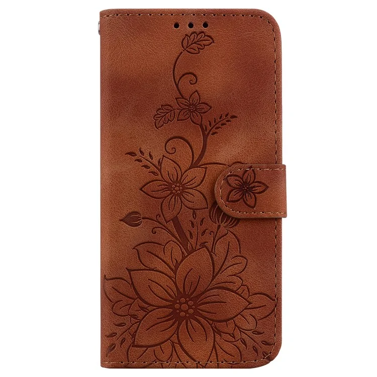 For Google Pixel 8a Case Flower Imprint Leather Foldable Stand Phone Wallet Cover - Brown